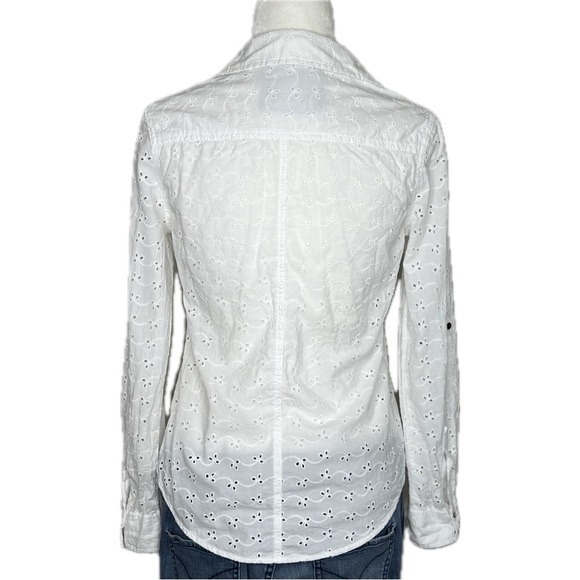 Arizona Jean Co Blouse Eyelet Cotton Long Sleeve Button Up Western White XS - Picture 5 of 14